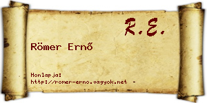 Römer Ernő névjegykártya